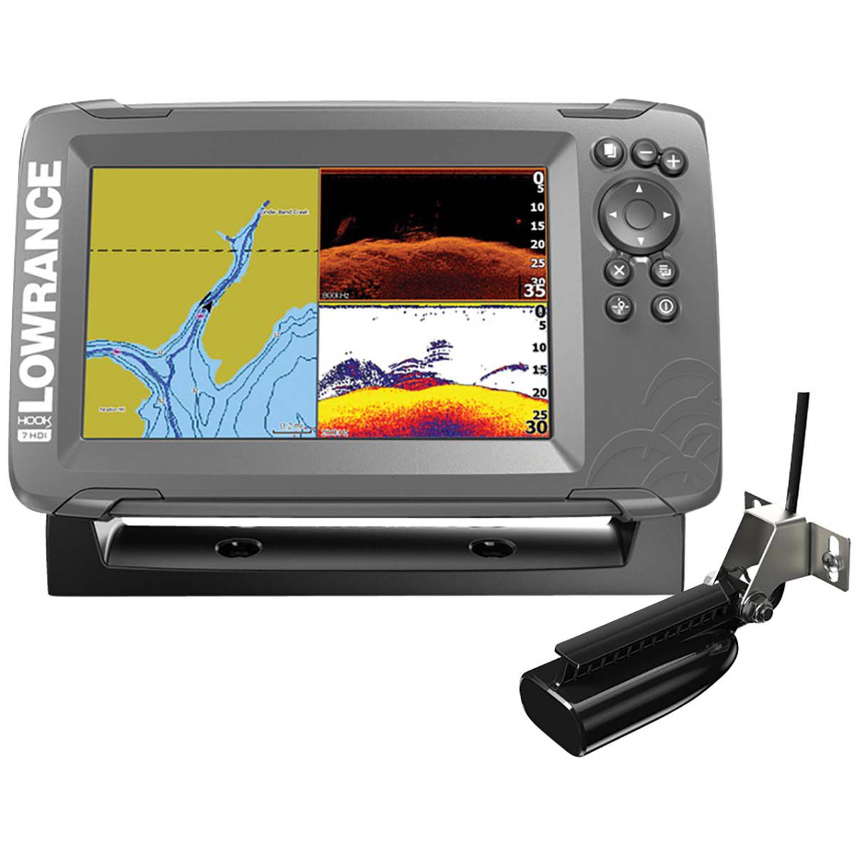 Lowrance Hook²-7 Fish Finder Combo + SplitShot Transducer and CMAP