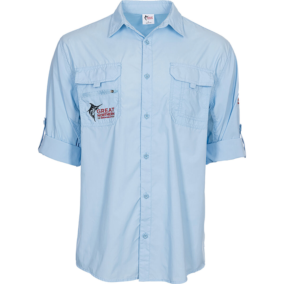 The Great Northern Brewing Co. Men's Long Sleeved Fishing Shirt Blue XL