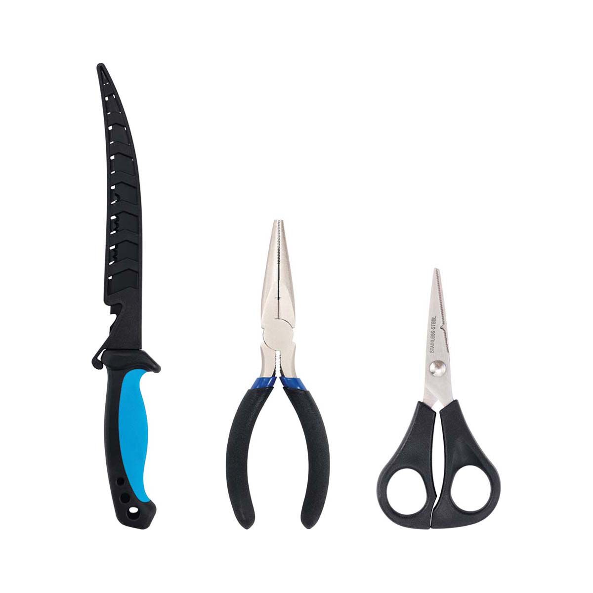 Rapala Fishing Tools Pedestal Holder Set 6 1/2 Pliers & Super Line  Scissors