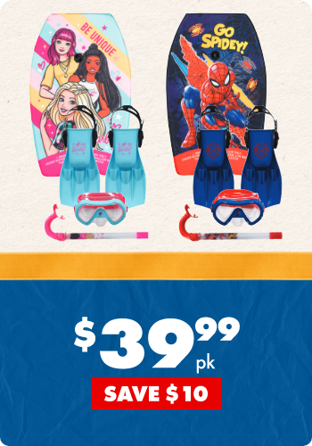 Barbie or Spiderman Bodyboard & Snorkel Packs